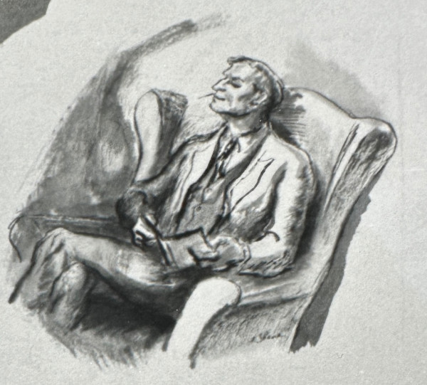 "Man Resting in an Easychair" by Fred Shane, Image 1.