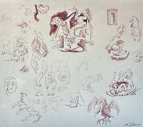 "Page of Fantasies" aka "Fantasy Creatures Sketches" named by CLL by Fred Shane, Image 1.