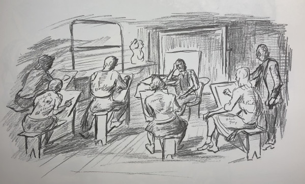 "Lawrence Adams' Drawing Class" by Claudia Lohnes, Image 1.