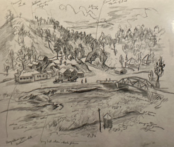 “View From Above of a Small Colorado Town with Bridge” named by CLL by Fred Shane, Image 1.