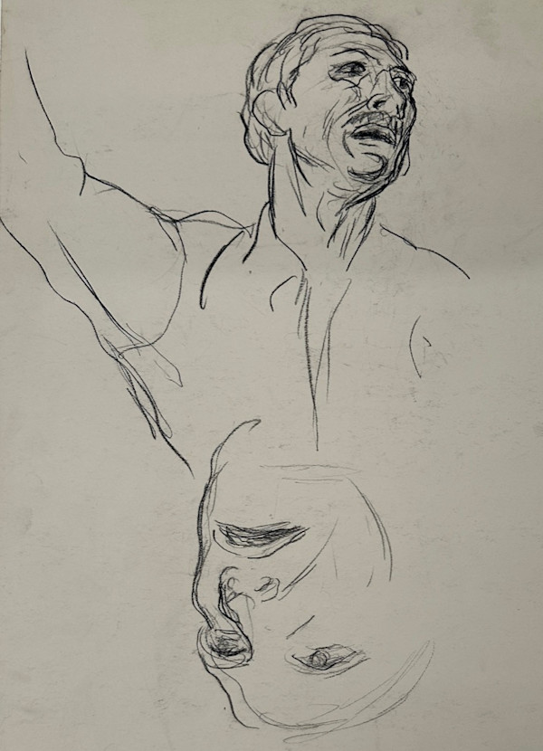 "Quantrill's Raid: Two Sketches of a Man's Head" by Fred Shane, Image 1.