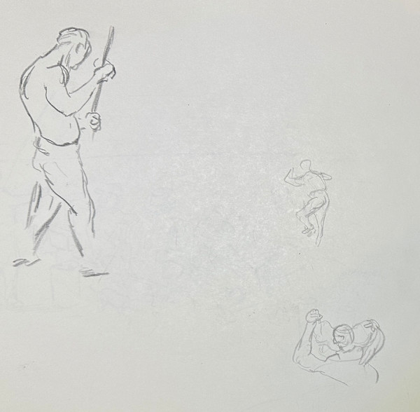 "Man Sweeping, Rough Sketch" named by CLL by Fred Shane, Image 1.