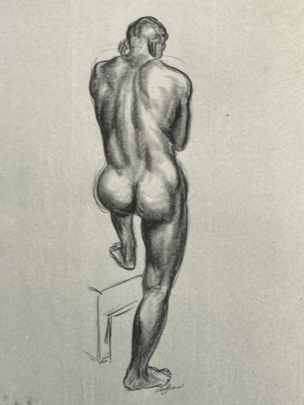 "Male Nude Back View with Leg Up" named by CLL by Fred Shane, Image 1.