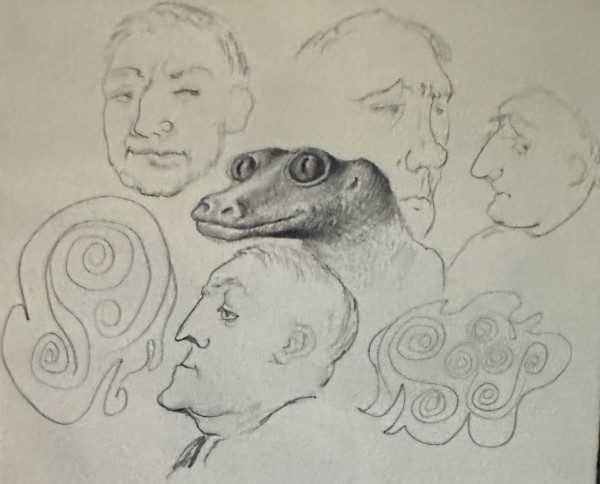 "Faces; Men and Lizard" named by CLL by Fred Shane, Image 1.