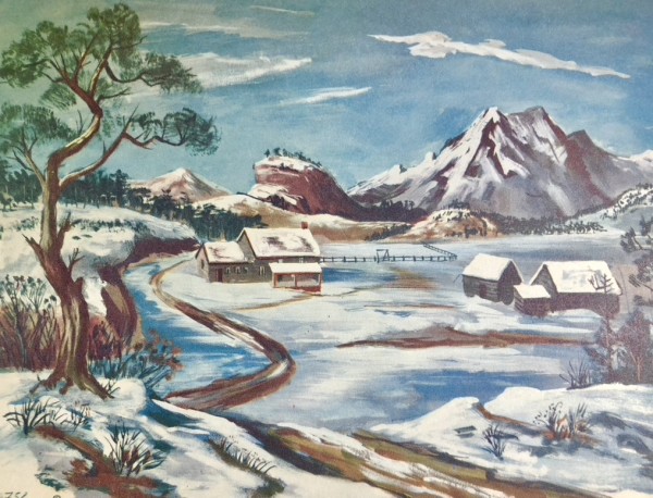 "Winter Landscape: Farmhouses" named by CLL by Frederick Emmanuel  Shane aka "Fred Shane", Image 1.