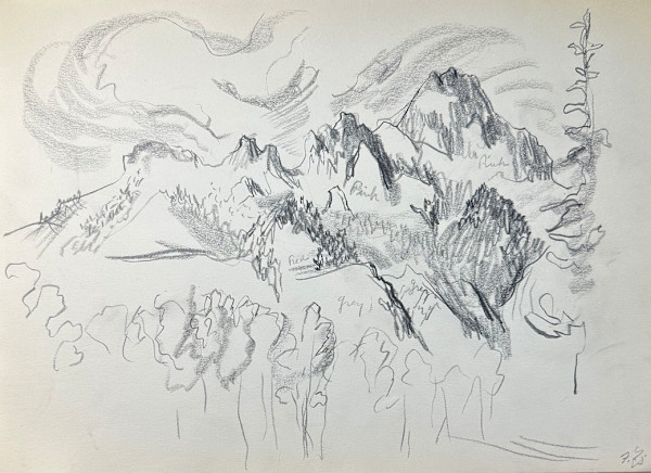"Mountain Crags, Rough Sketch" named by CLL by Fred Shane, Image 1.