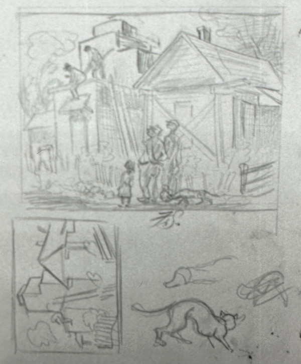 "House Repairs, Cat Sketch" by Fred Shane, Image 1.