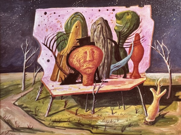 "Two Heads are Better Than One" aka "Surreal Heads on a Platform" named by CLL by Fred Shane, Image 1.