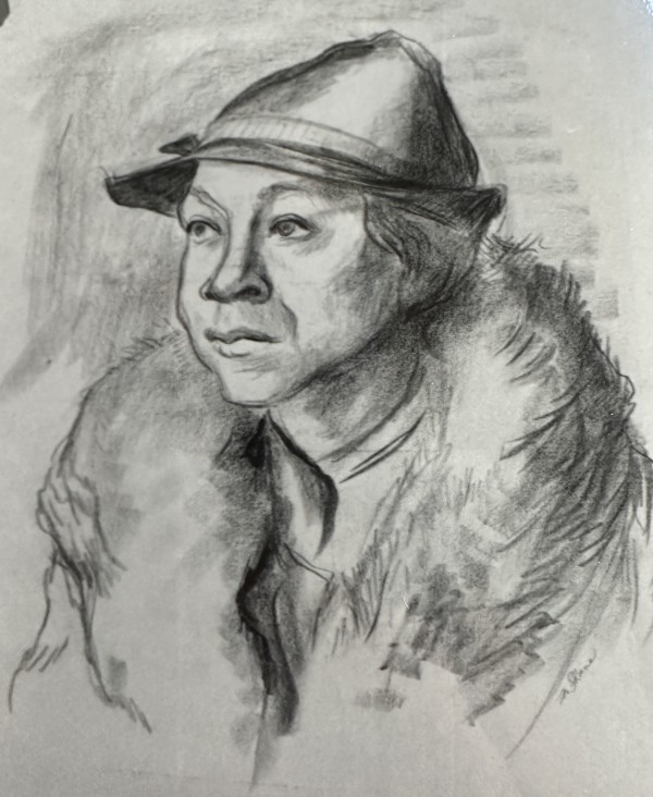 "Portrait of a Woman in Fur Coat" named by CLL by Fred Shane, Image 1.