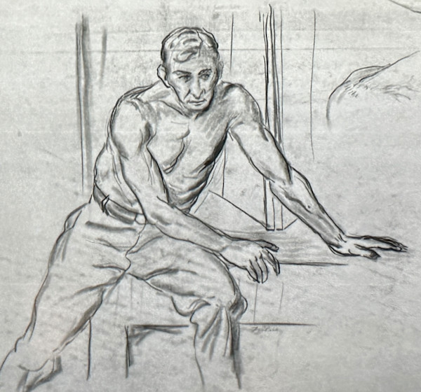 "Figure Study: Man Sitting on Table and Leaning" named by CLL by Fred Shane, Image 1.