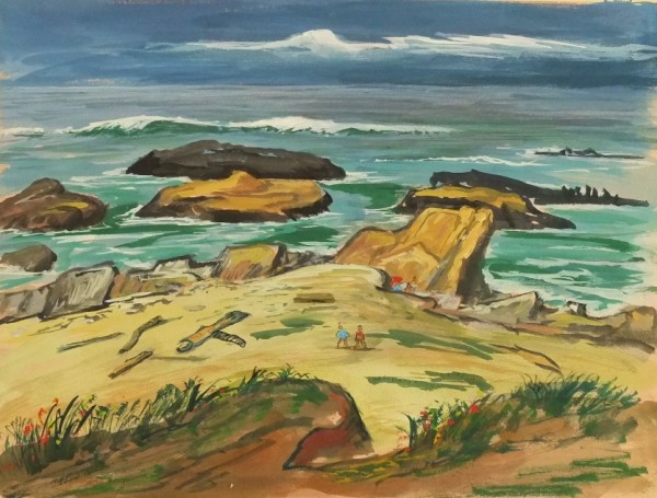 "California Coast, Beachcombers without a Boat, Toned Color" named by CLL by Fred Shane, Image 1.