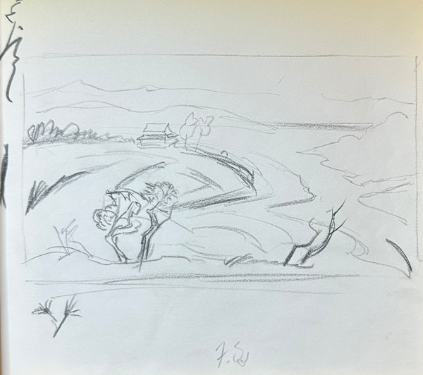 "Landscape: Rough Sketch with a Face in the Corner" named by CLL by Fred Shane, Image 1.