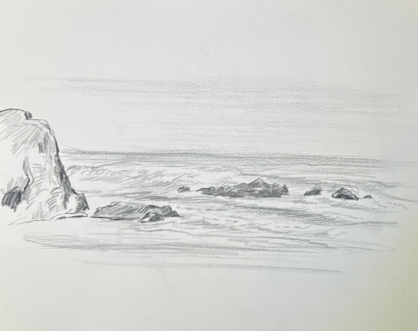 "Looking South from Pebble Beach, Sketch 4" named by CLL by Fred Shane, Image 1.