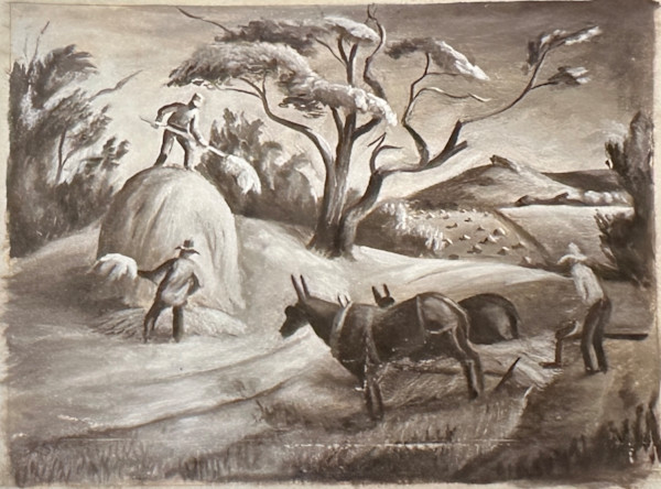 "Hay Harvest" Grisaille sketch by Fred Shane, Image 1.