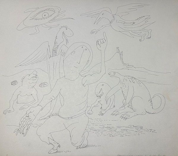 "Communion with the Birds and the Beasts" sketch by Fred Shane, Image 1.