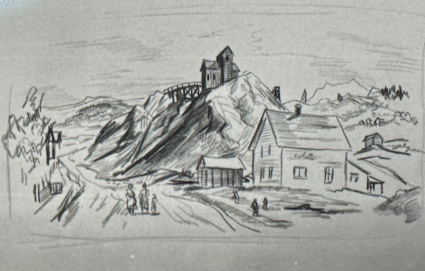 "Dilapidated House, Back View?" sketch for painting, named by CLL by Fred Shane, Image 1.