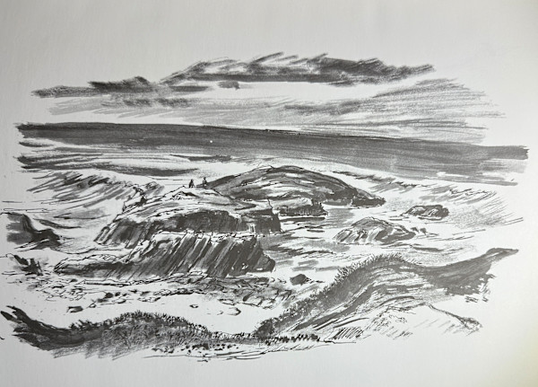"Rocks and Surf" study for copal-oil painting by Fred Shane, Image 1.