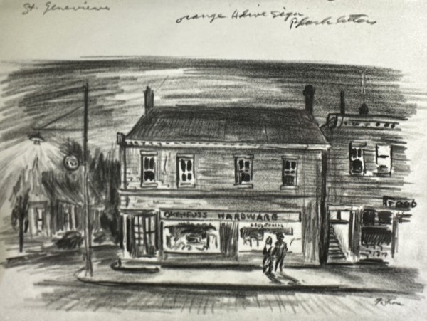 "St. Genevieve, MO" sketch for painting by Fred Shane, Image 1.