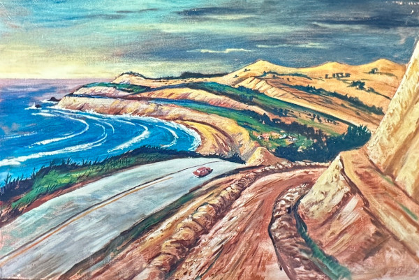 "California Coastal Landscape" aka "A Car on Highway 1" named by CLL by Fred Shane, Image 1.
