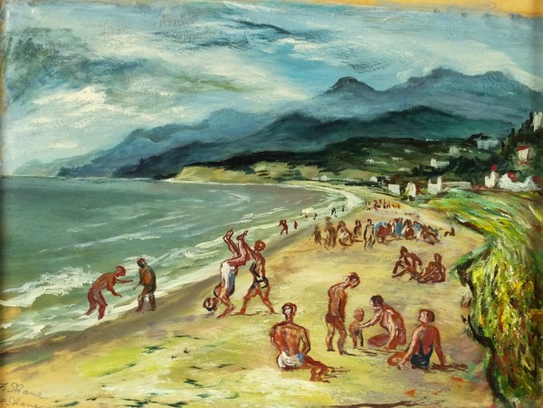 "Beach at Santa Monica",  Smaller of Two Pieces by Fred Shane, Image 1.