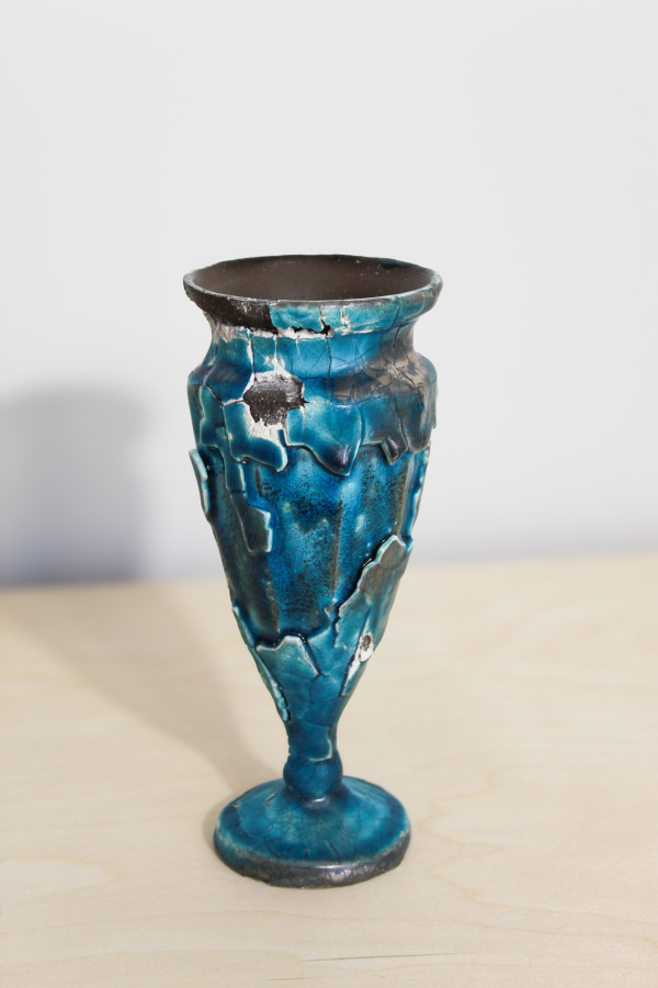 Blue Crackle Footed Vase