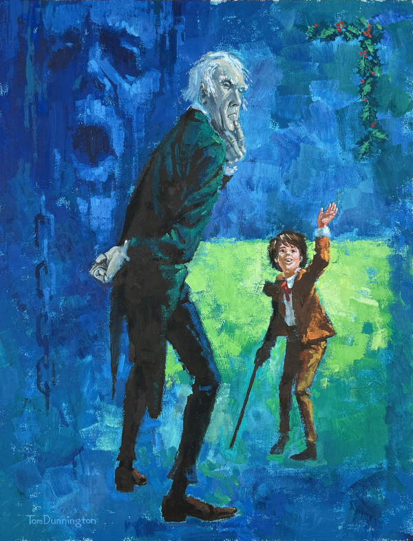 Title unonown (illustration of Ebenezer Scrooge and Tiny Tim) by Tom Dunnington