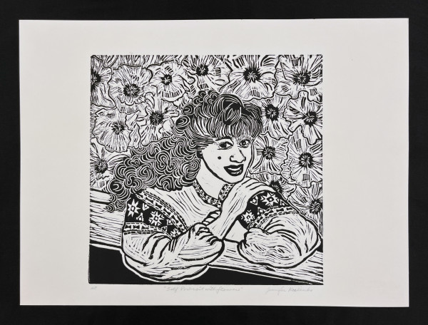 Self-Portrait with Flowers by Jennifer M Koslenko