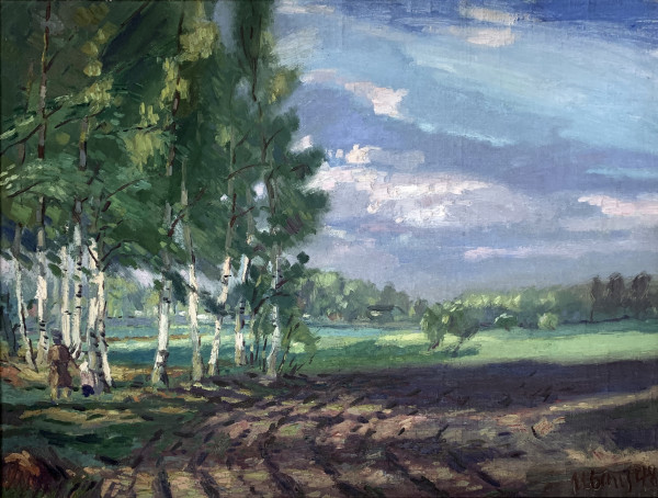 Landscape with Birches by Konrads Ubans