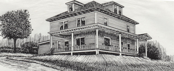 Vermont House in Pen & Ink by Elizabeth Stathis 
