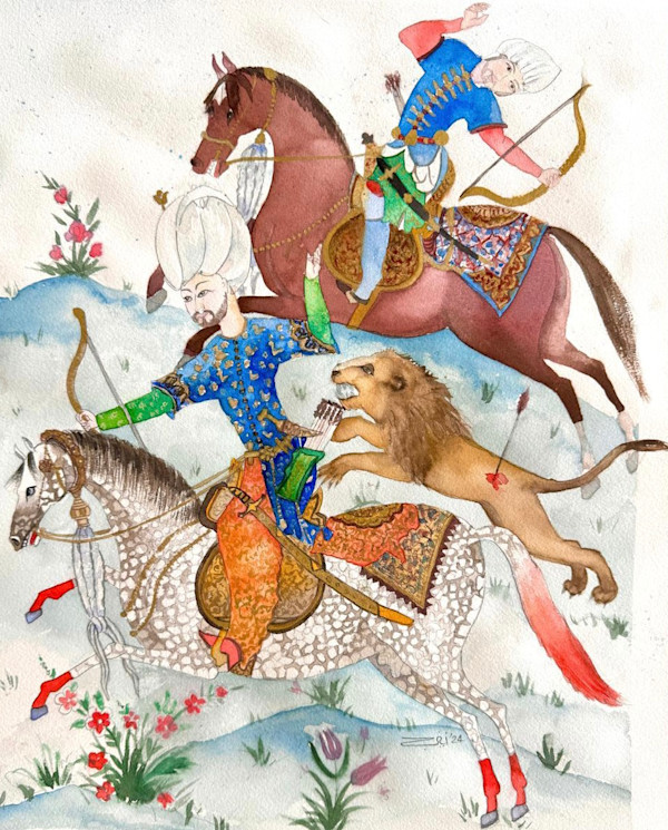 Persian Princes on a Lion Hunt by Dr. Zaenab Imaduddin