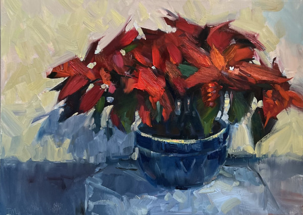 Poinsettia in Blue Bowl by Patti McNutt