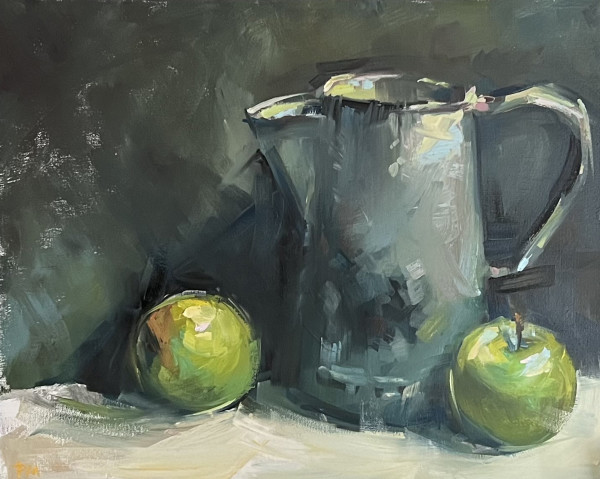Tin Pitcher and Green Apples by Patti McNutt