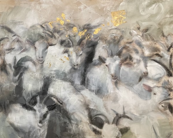 Flock of goats by Meinke Flesseman