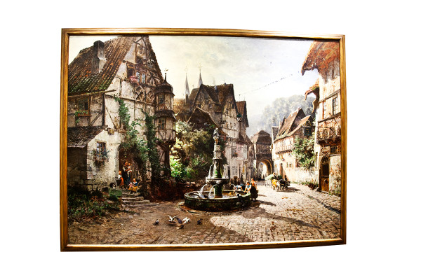 Village Fountain (German village scene) by Hermann Schnee