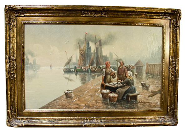 Dutch Seascape with Women Fishmongers by Adolf Baumgartner, Image 1.