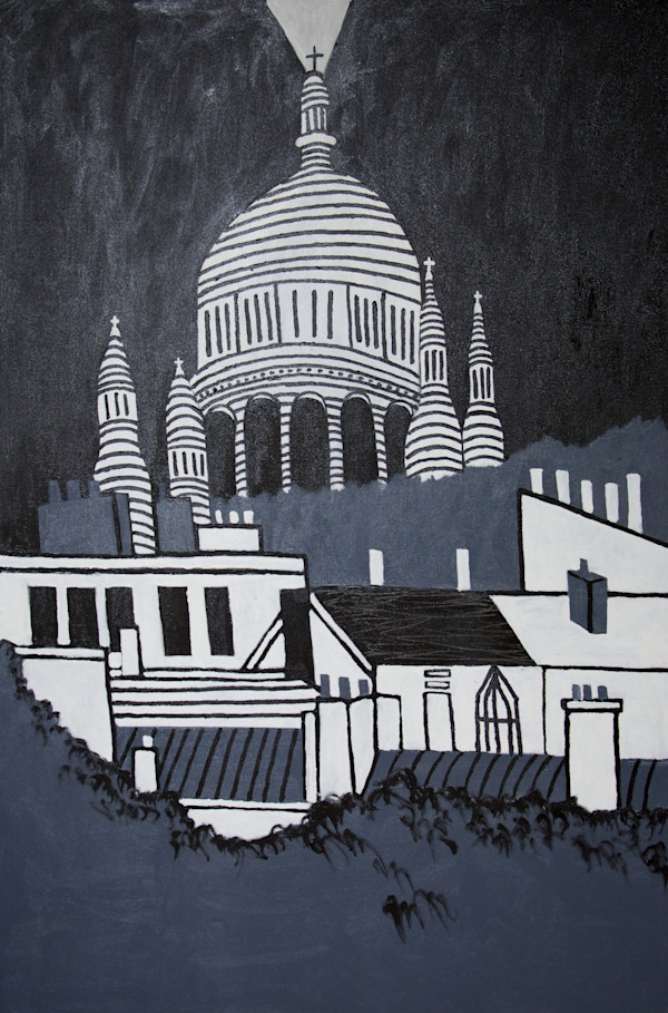 Sacre Coeur Black & White Oil Large Format by The Estate of Don Blaisdell