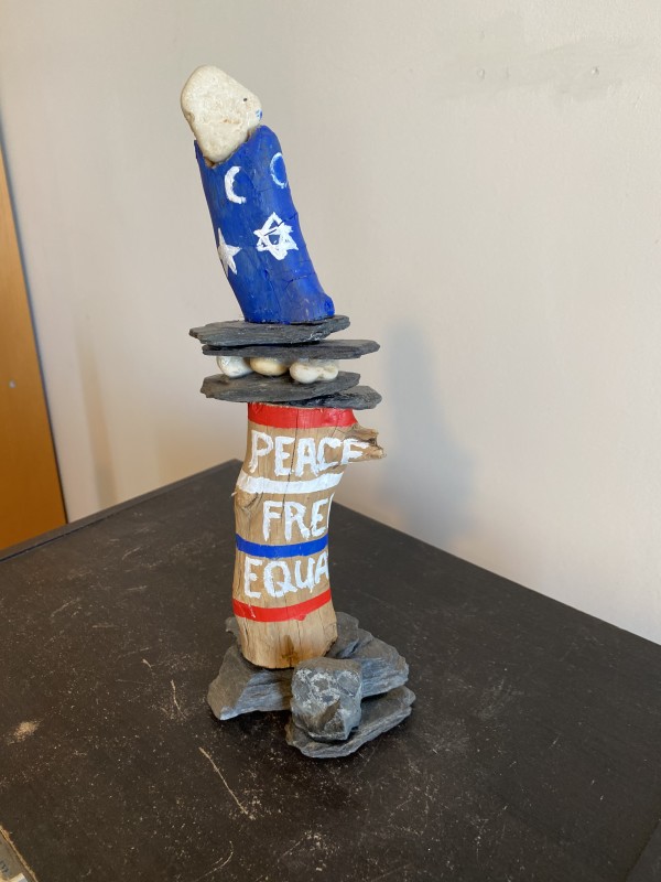 Peace, Freedom, Equality Beach Sculpt by Augustine Blaisdell