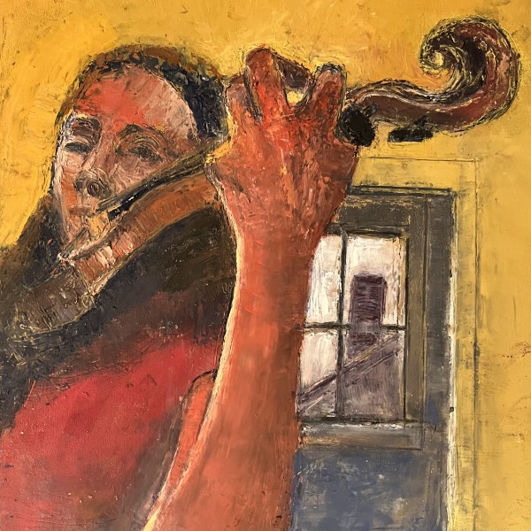 Self Portrait with Violin by Jeanne Carey 