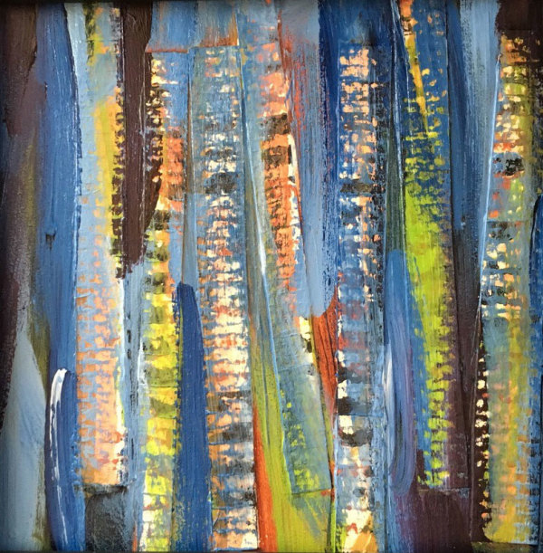 Tiny abstract- Brigid's Painting by Jeanne Carey 