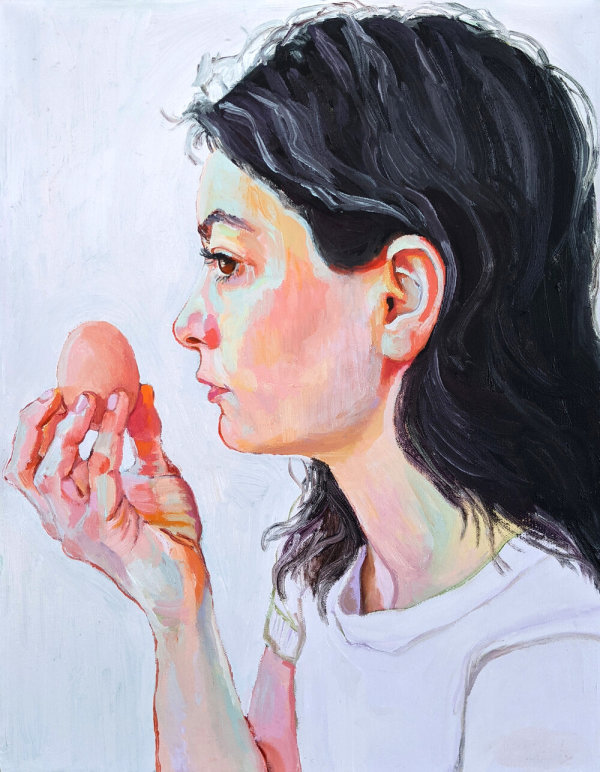 Corrine Holding an Egg by Lauren Karjala