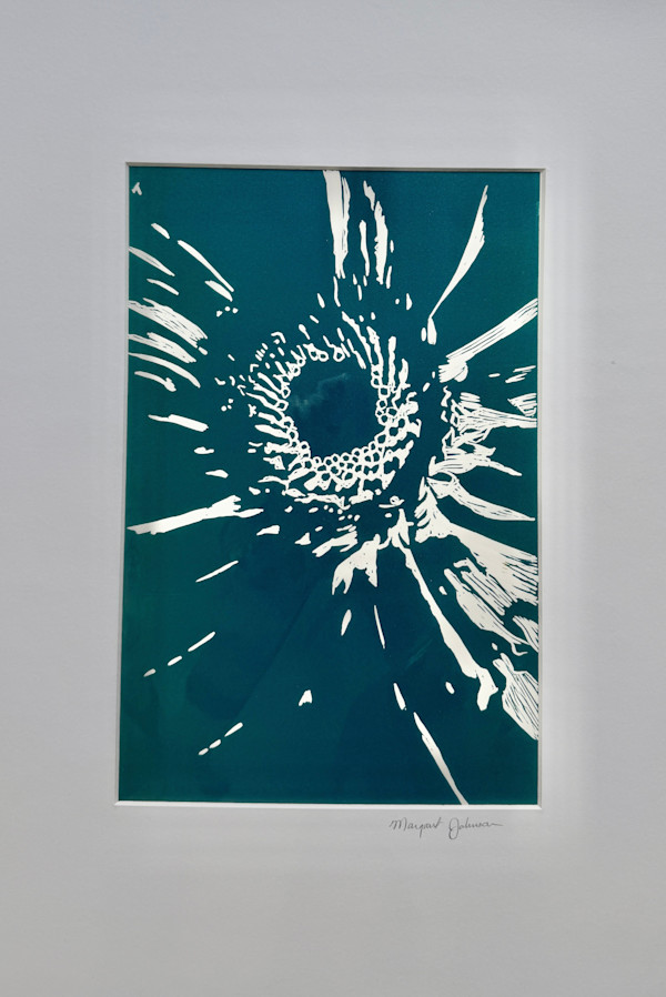 Blue Green Gerbera by Margaret Galvin Johnson