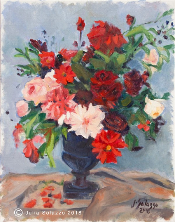 RED AND PINK FLOWERS by Julia Solazzo Art