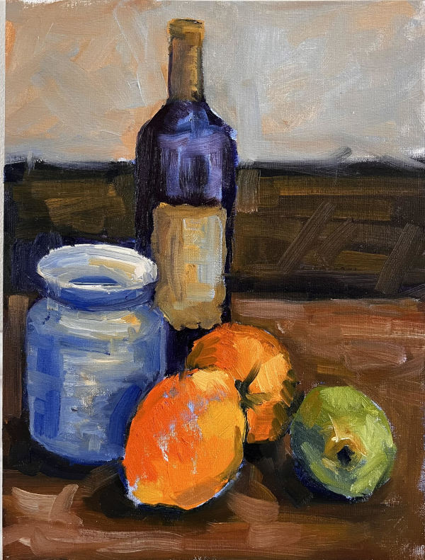 Orange and Pear Still Life by Julia Solazzo Art