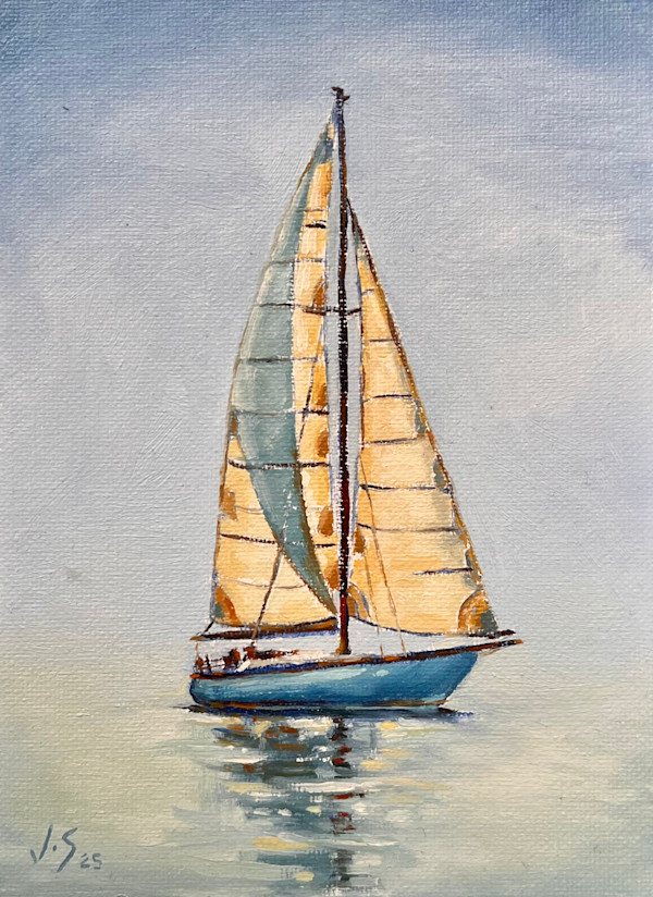 SUNLIT SAILBOAT by Julia Solazzo Art
