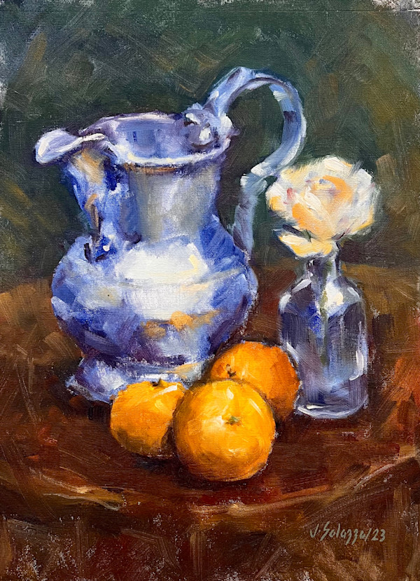 TANGERINE FLORAL STILL LIFE by Julia Solazzo Art