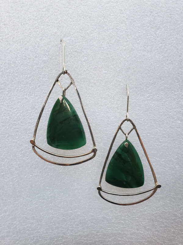 Triangular African Jade Earrings by Joyce Watts Coolidge