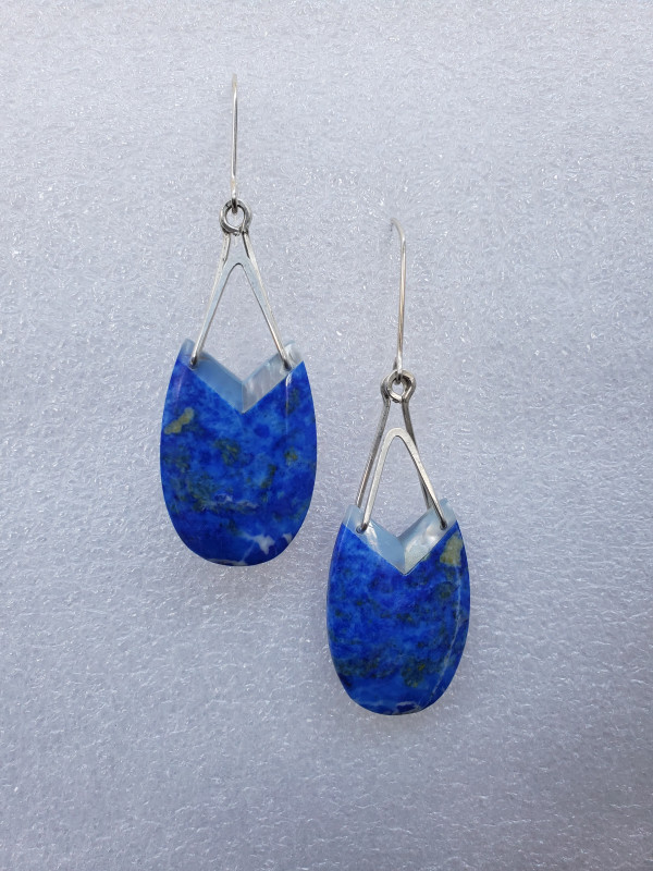 Lapis and Mother of Pearl Earrings by Joyce Watts Coolidge