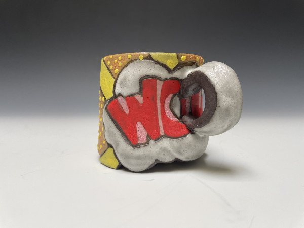 "Wow" mug with pillowed handle by Allyson George