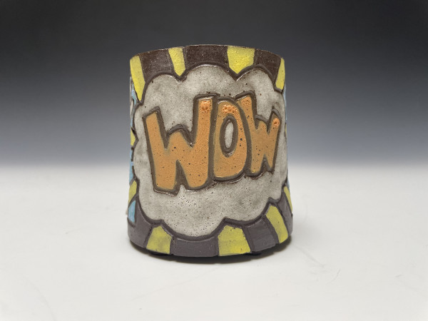 "Wow" mug with slab handle by Allyson George