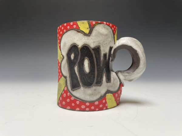"Pow" mug with pillowed handle by Allyson George